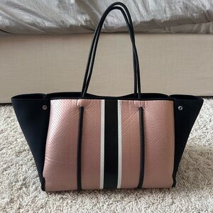 HAUTE SHORE Pink and Black Tote